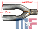 Pipe d'échappement Y-pipe 2,5" (63,5mm) ID/OD