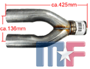 Pipe d'échappement Y-pipe 3" (76,2mm) ID/OD