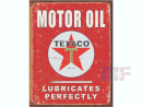 Enseigne en métal Texaco Motor Oil Lubricates 12.5 x 16\"