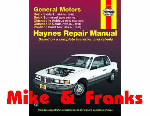 Manuel de réparation 38025 Buick Skylark FWD 1986-98