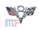 Chrome V8 Emblème Checkered & US Flag