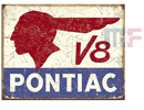 Tin/Metal Sign Pontiac V8 16" x 12.5"